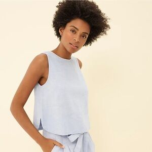 Loft Chambray Bar Back Cropped Shell
